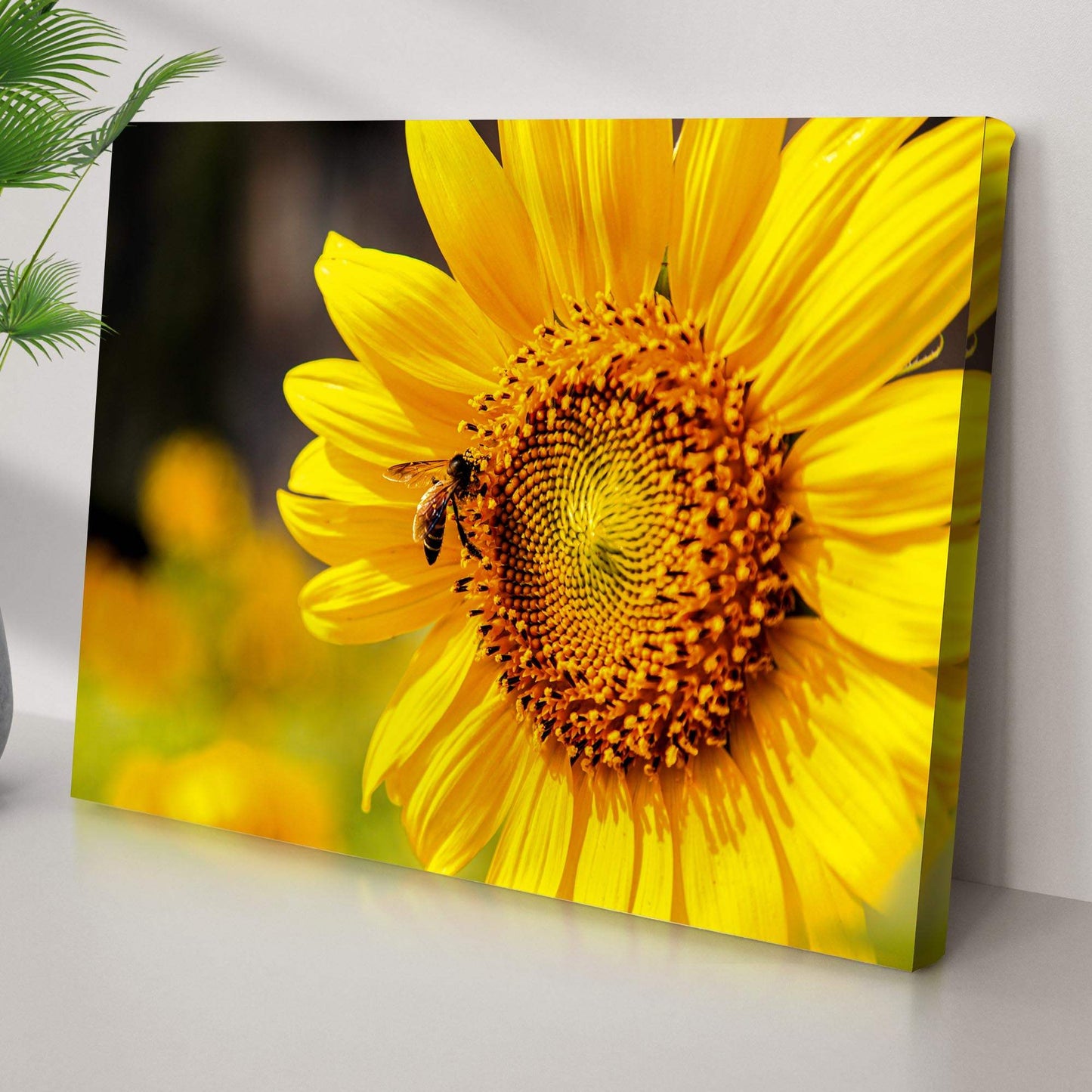 Bee On Sunflower Canvas Wall Art - Tailored Canvases - Flyclothing LLC