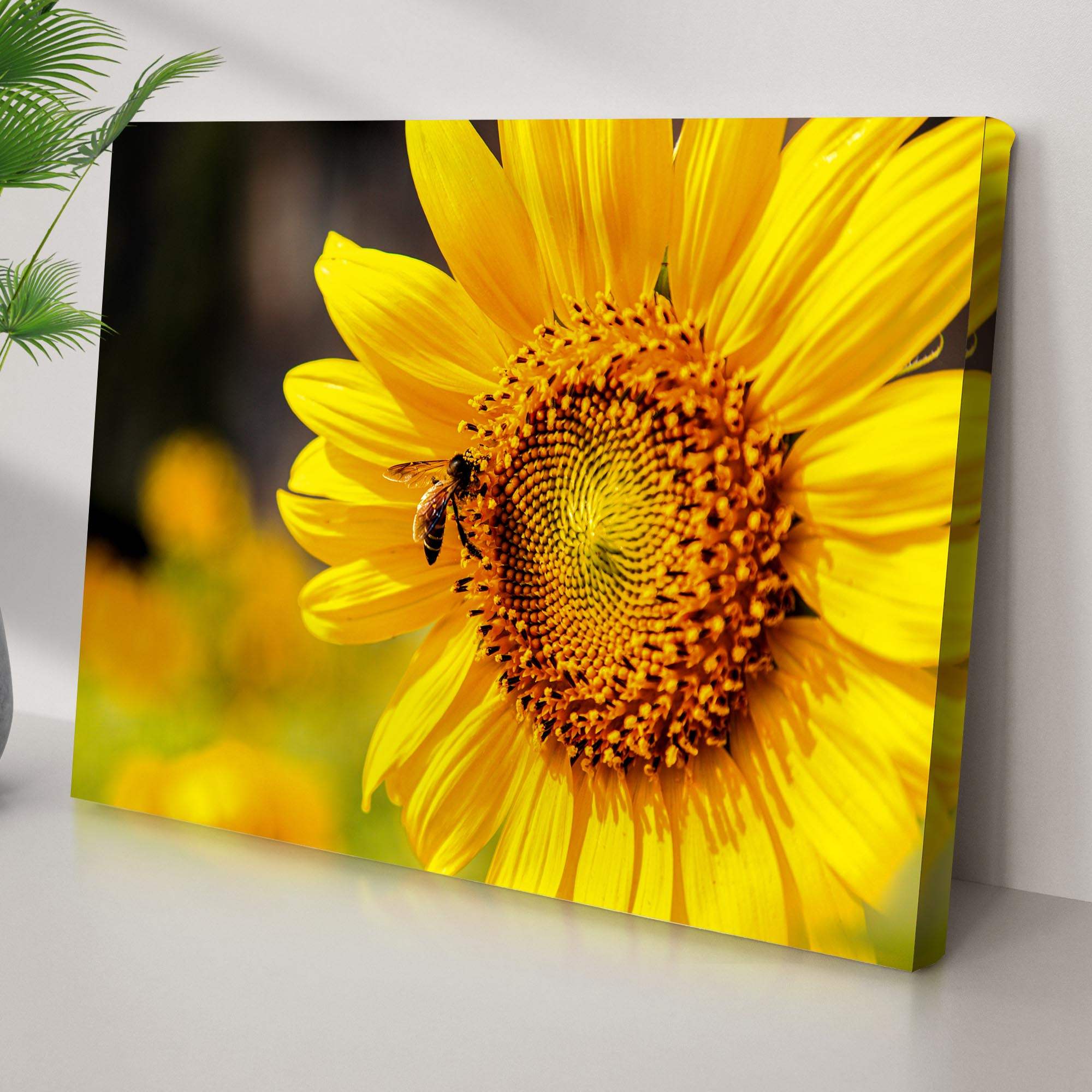 Bee On Sunflower Canvas Wall Art - Tailored Canvases - Flyclothing LLC