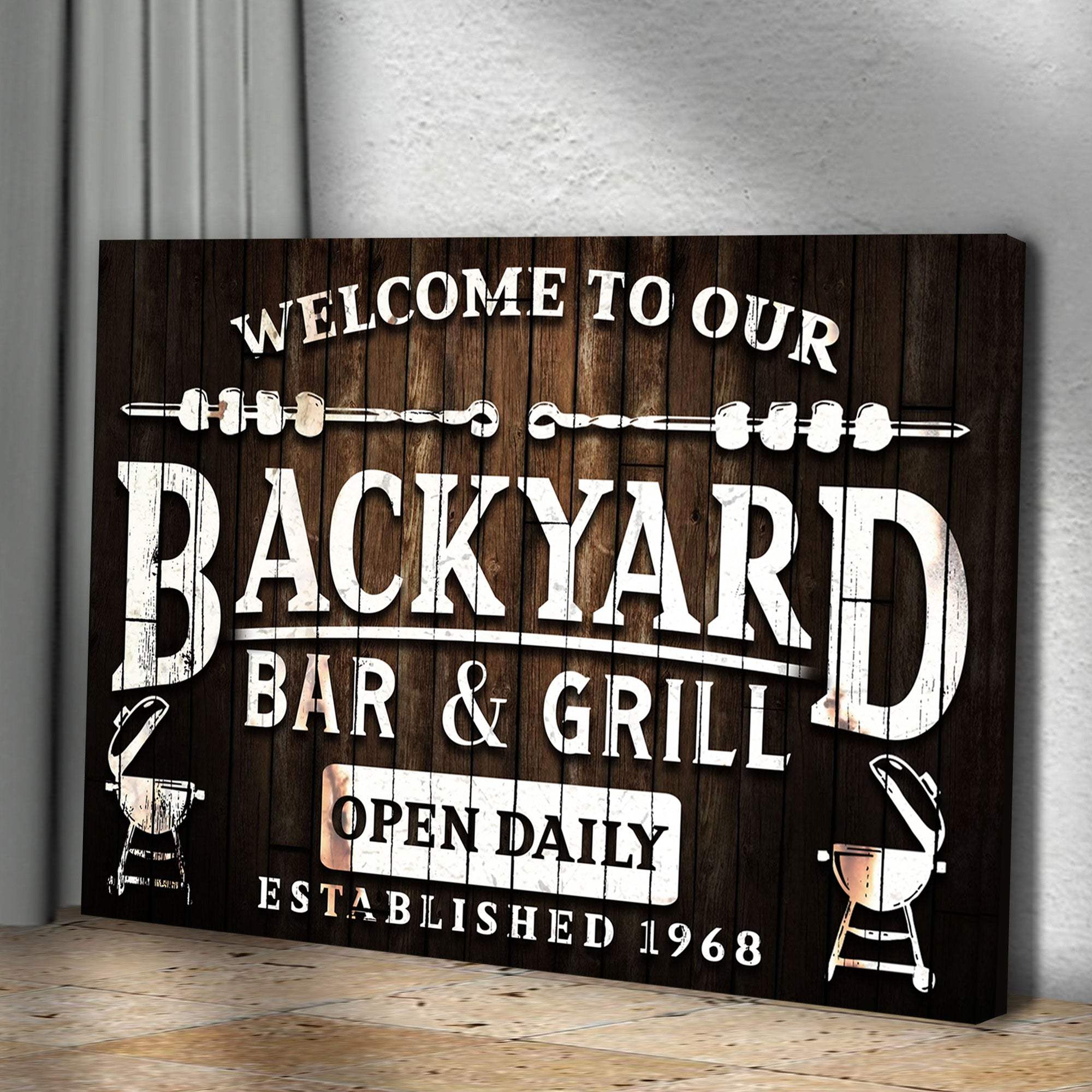 Welcome To Our Backyard Bar And Grill Sign - Tailored Canvases - Flyclothing LLC