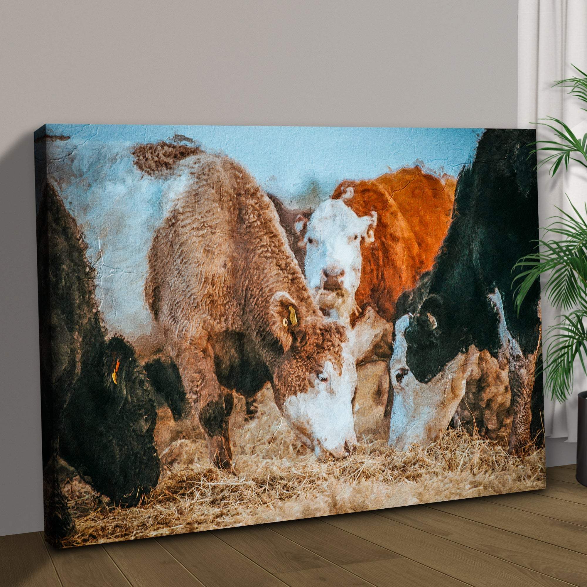 Family Of Hereford Cattle Canvas Wall Art - Tailored Canvases - Flyclothing LLC