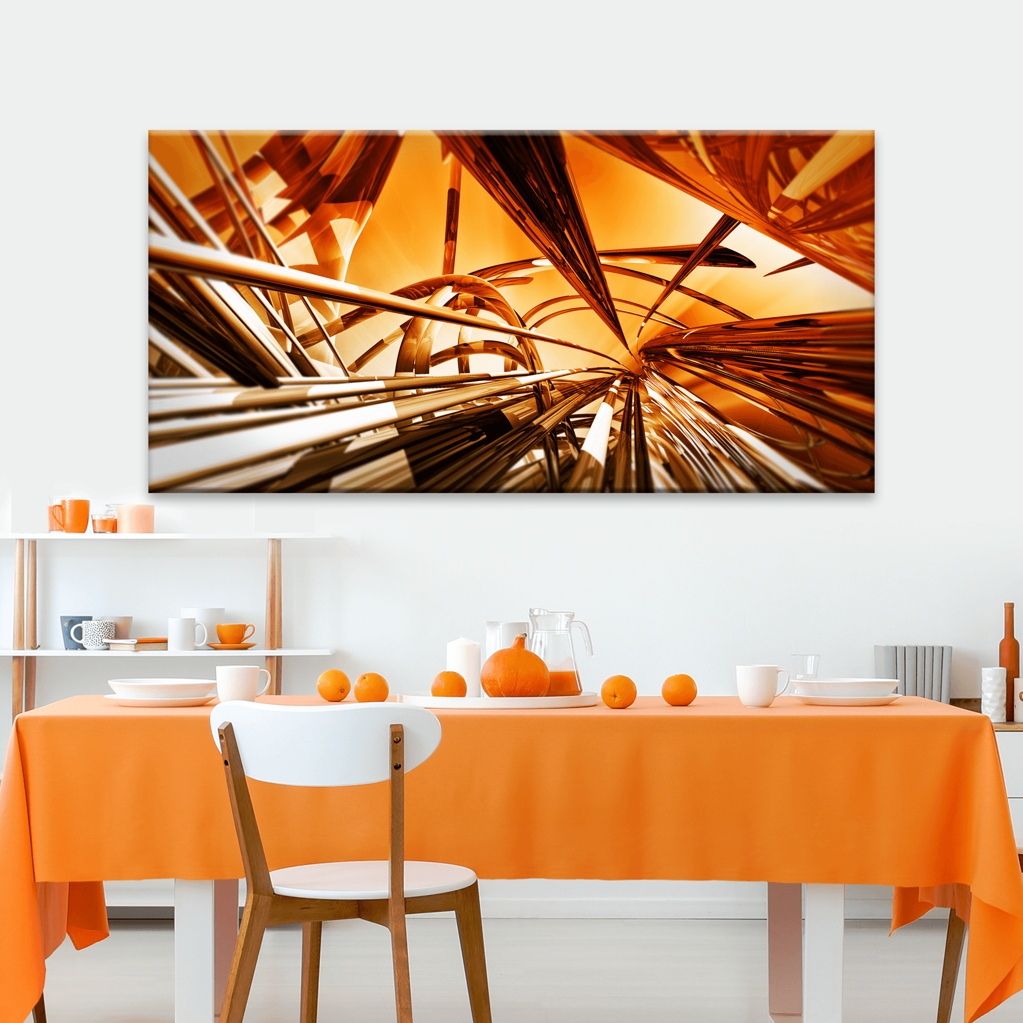 3D Gold Metallic Lines Canvas Wall Art - Tailored Canvases - Flyclothing LLC