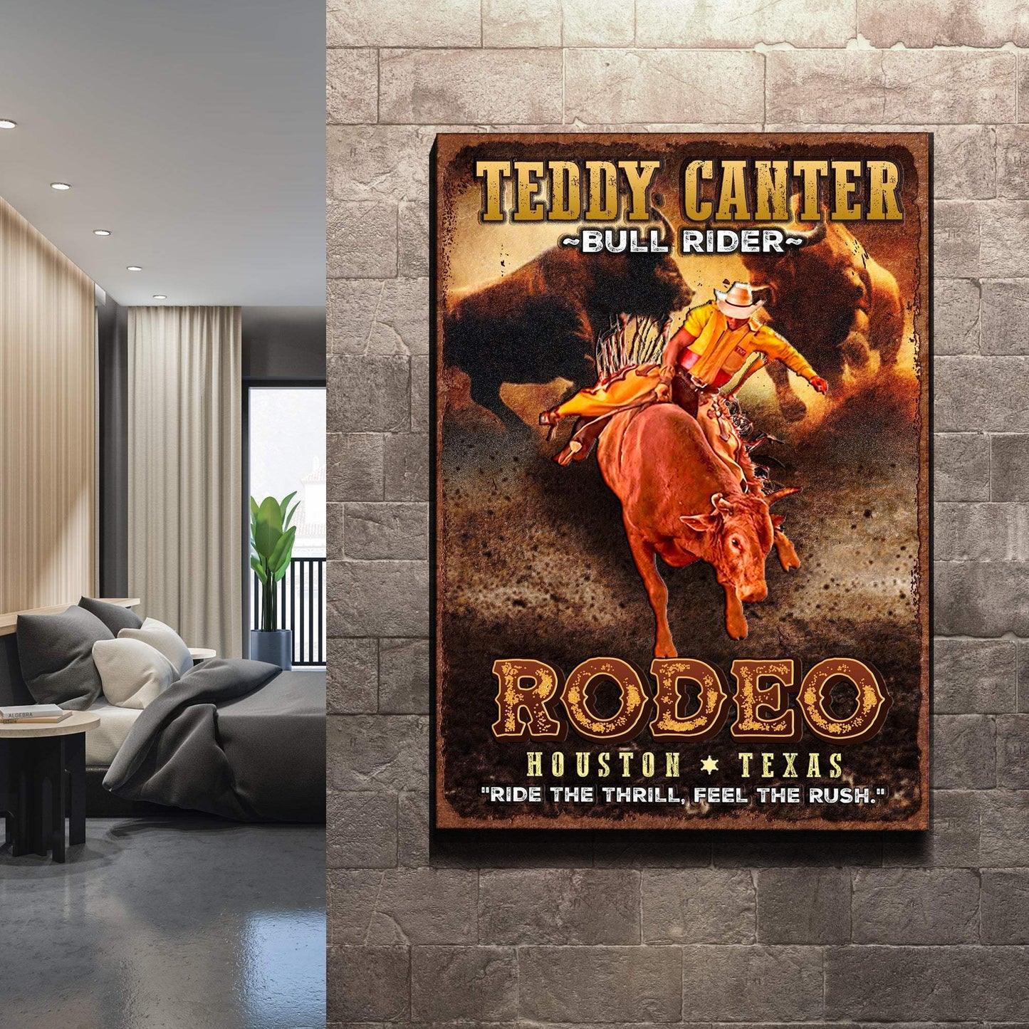 Cowboy Rodeo Bull Rider Sign - Tailored Canvases - Flyclothing LLC