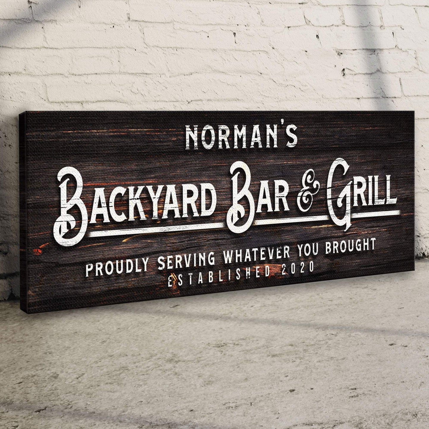 Custom Backyard Bar and Grill Sign: Custom Bar Signs for Home Bar – Perfect for Outdoor Man Cave Decor - Tailored Canvases - Flyclothing LLC