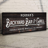 Custom Backyard Bar and Grill Sign: Custom Bar Signs for Home Bar – Perfect for Outdoor Man Cave Decor - Tailored Canvases - Flyclothing LLC
