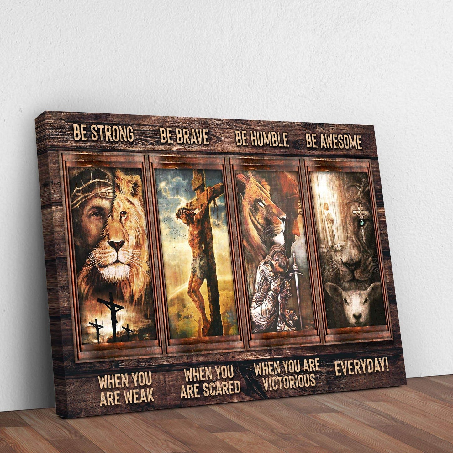 Be Strong, Be Brave, Be Humble, Be Awesome Canvas - Dynamic Christian Wall Art, Jesus Decor - Tailored Canvases - Flyclothing LLC