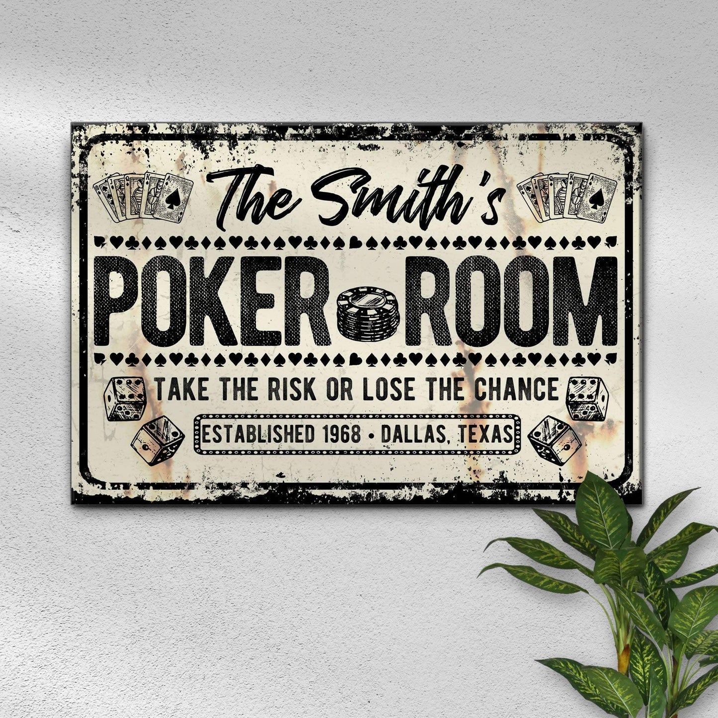Take The Risk Poker Room Sign - Tailored Canvases - Flyclothing LLC