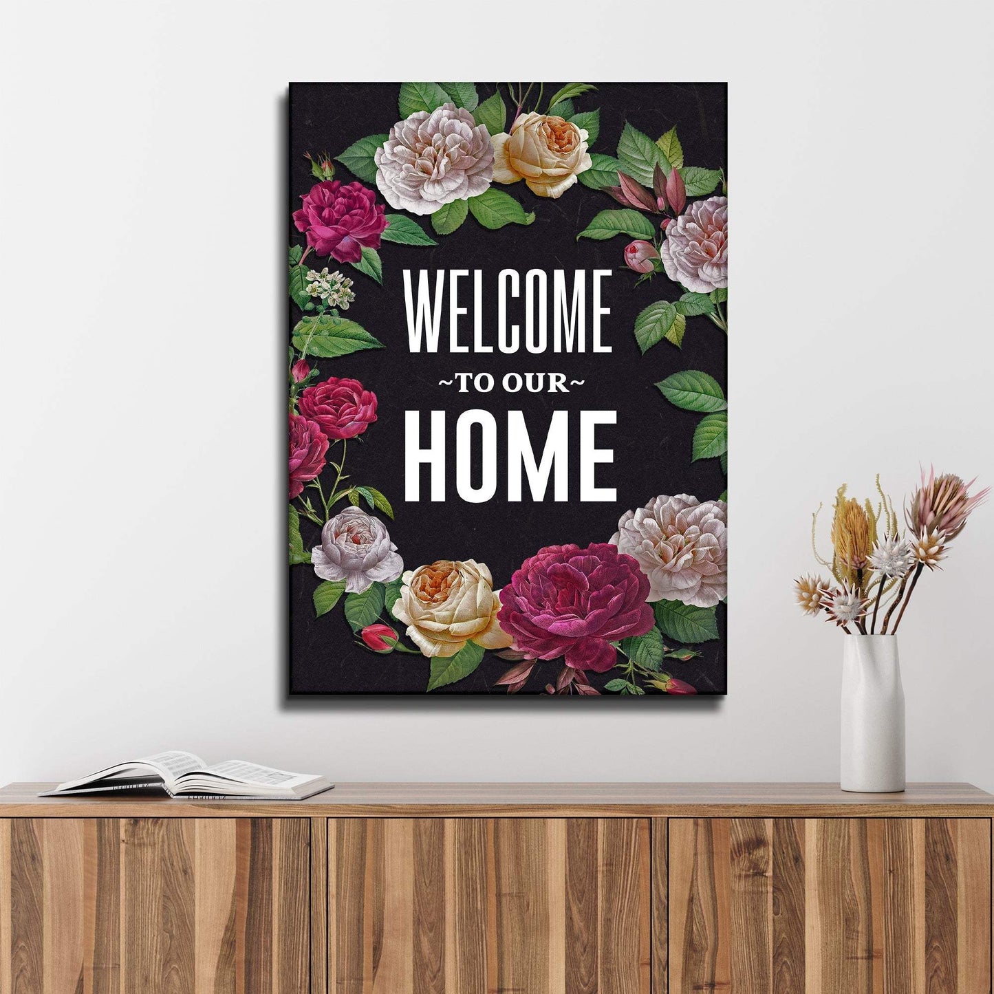 Welcome To Our Home Floral Entryway Sign - Tailored Canvases - Flyclothing LLC