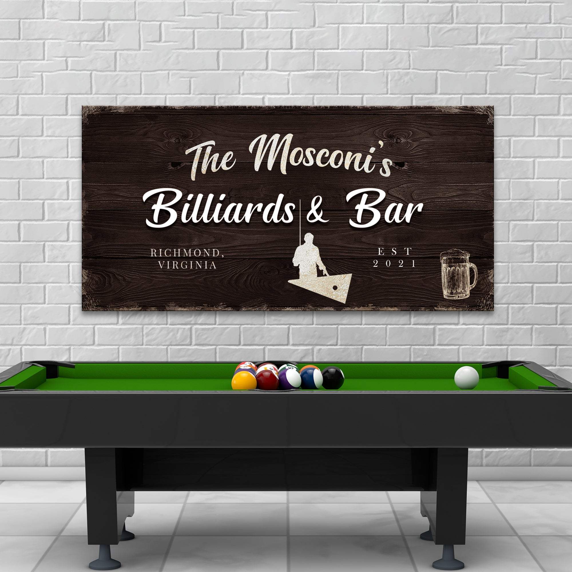 Billiards And Bar Sign II - Tailored Canvases - Flyclothing LLC