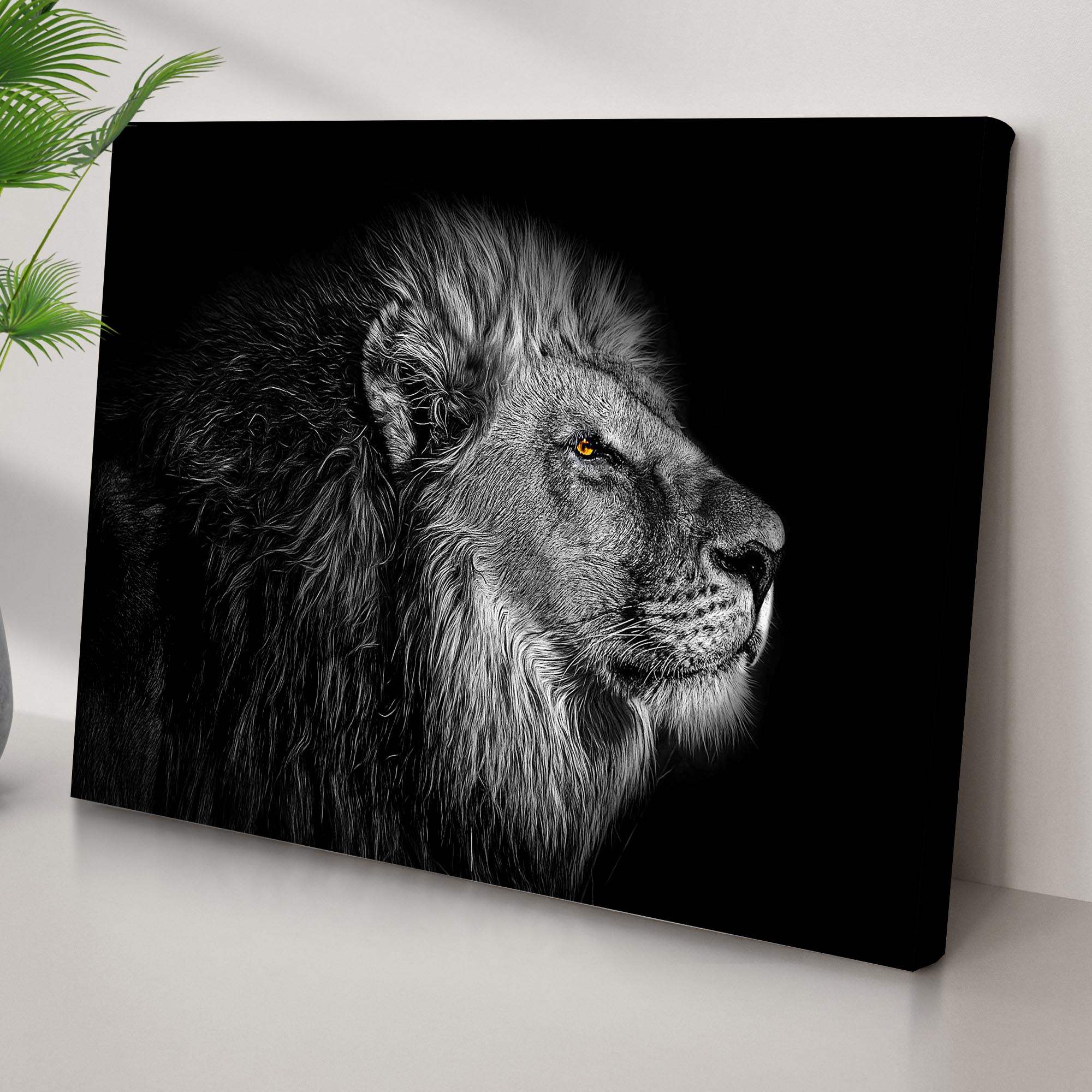 Black And White Lion Head Canvas Wall Art - Tailored Canvases - Flyclothing LLC