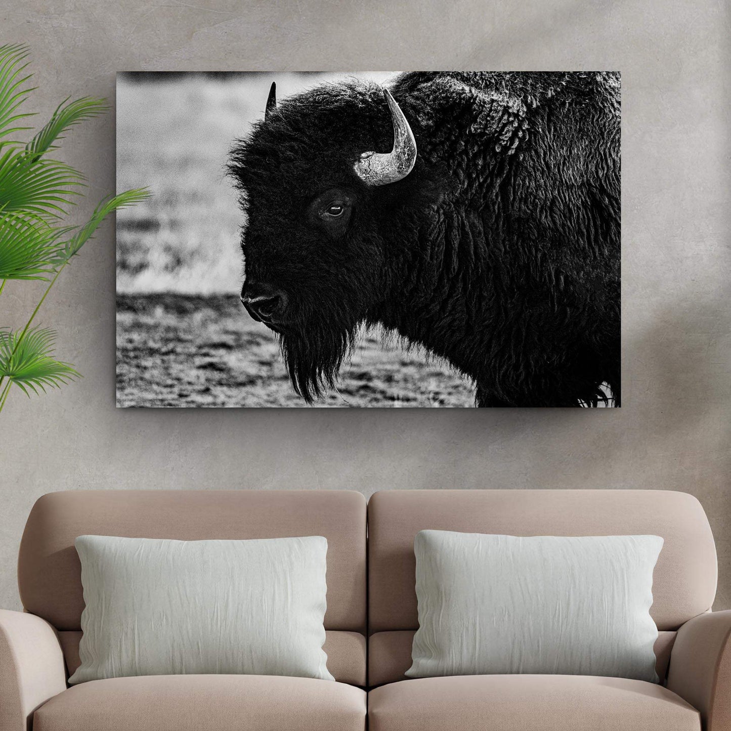 Black and White Bison Canvas Wall Art - Tailored Canvases - Flyclothing LLC