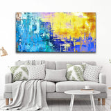 Blue Gold Abstract Painting Canvas Wall Art - Tailored Canvases - Flyclothing LLC