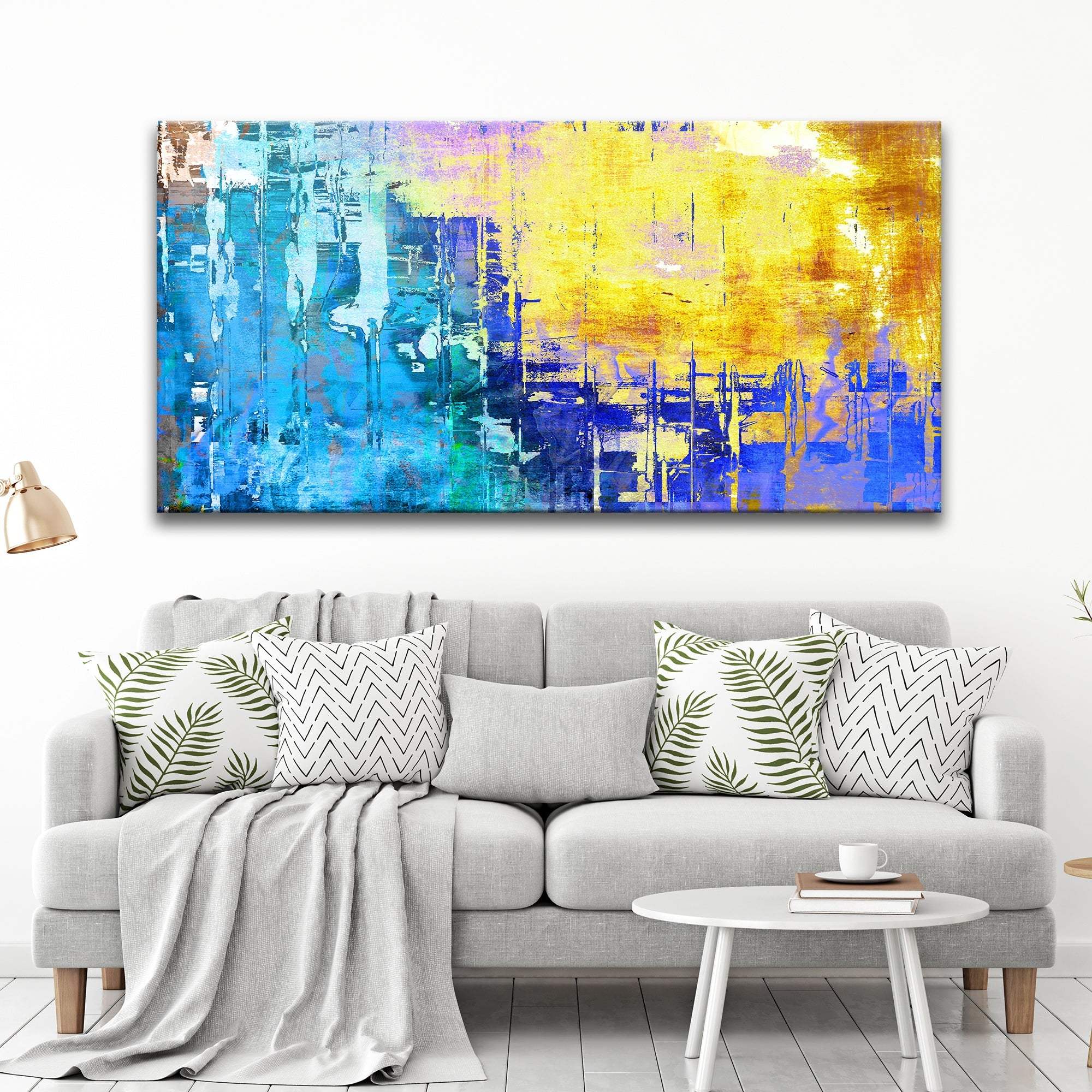 Blue Gold Abstract Painting Canvas Wall Art - Tailored Canvases - Flyclothing LLC
