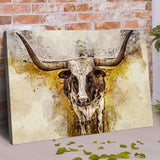 Texas Longhorn Watercolor Like Canvas Wall Art - Tailored Canvases - Flyclothing LLC