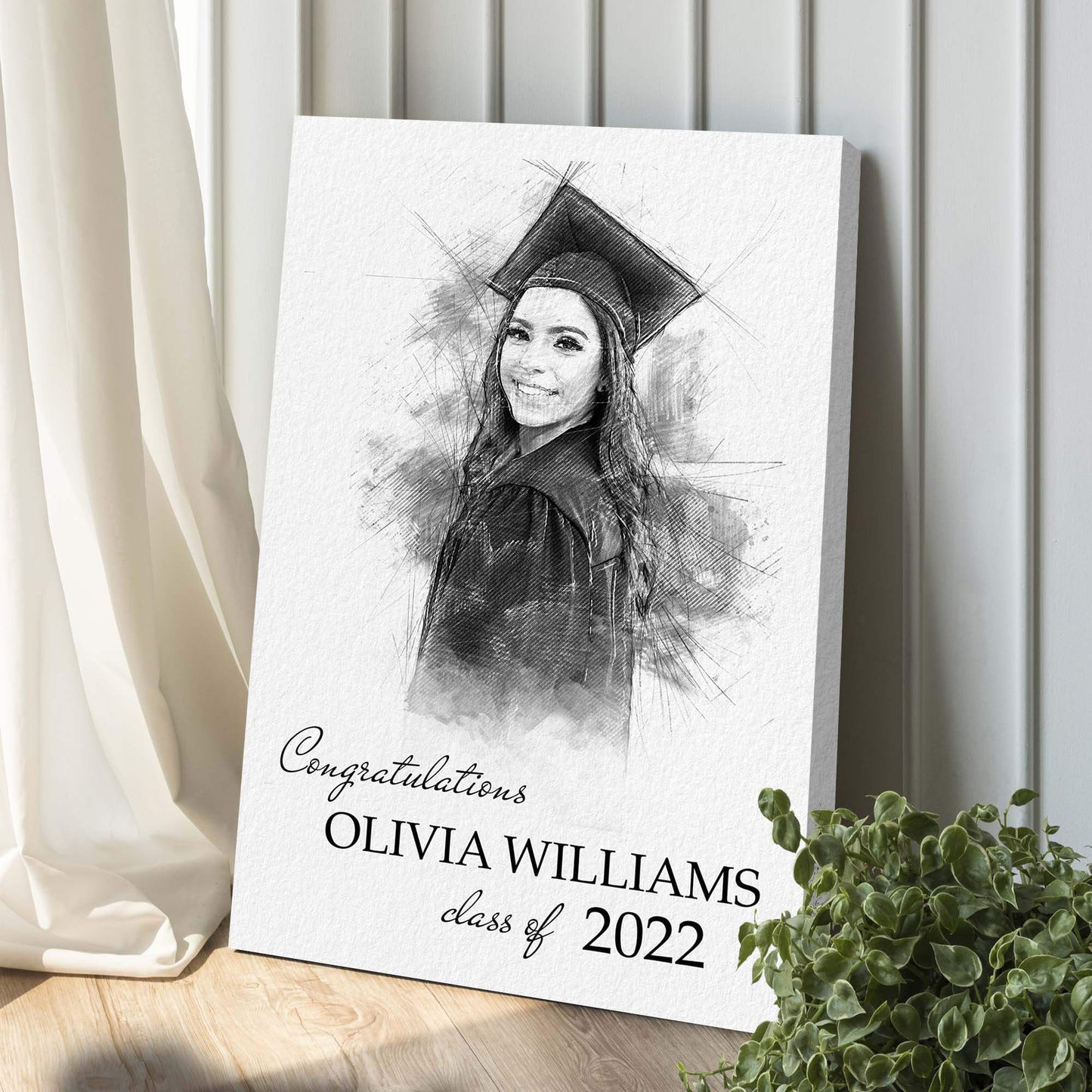 Graduation Photo Pencil Sketch Portrait Sign - Tailored Canvases - Flyclothing LLC