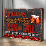 Backyard Bar And Grill Sign VII - Tailored Canvases - Flyclothing LLC