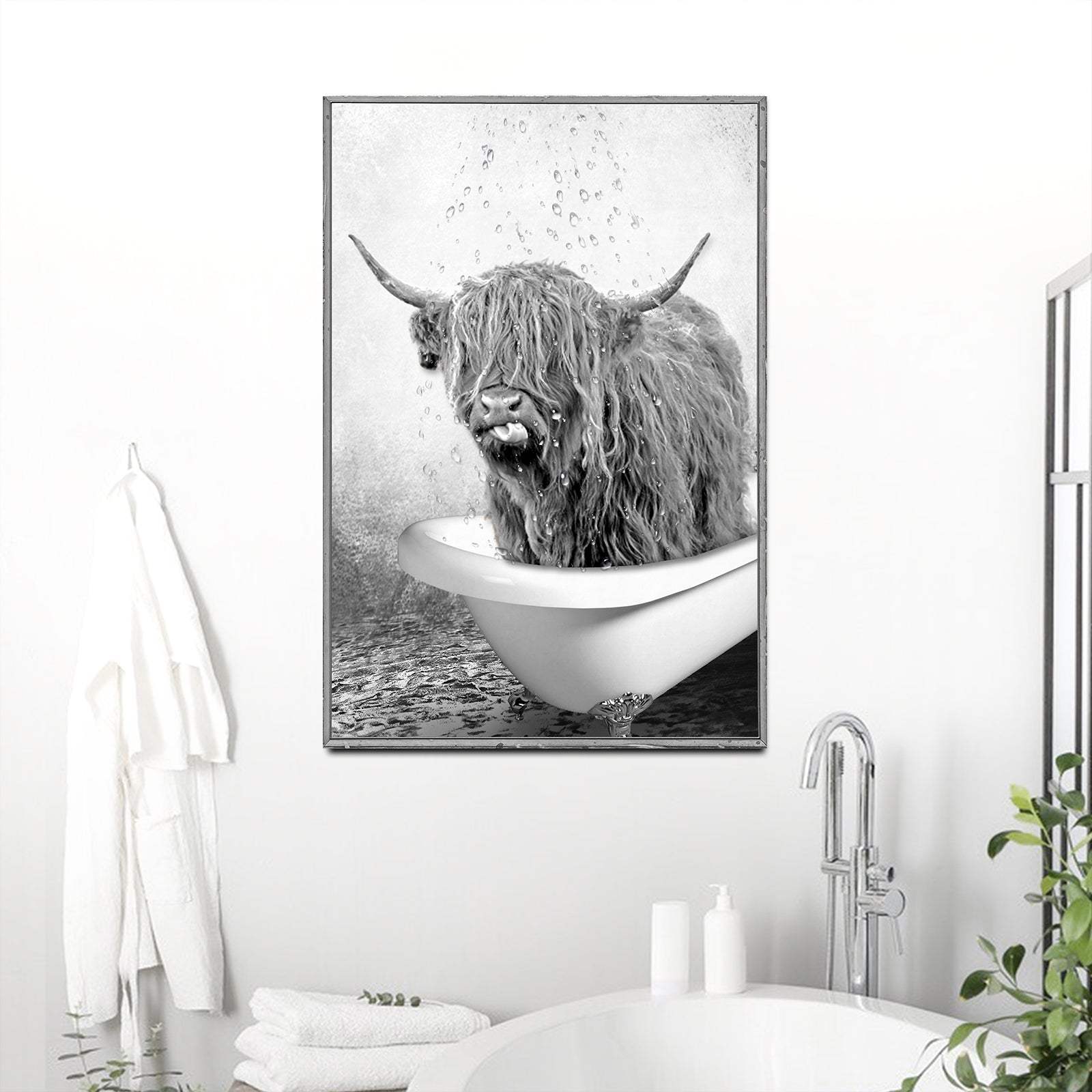 Highland Cattle Bath Canvas Wall Art - Tailored Canvases - Flyclothing LLC