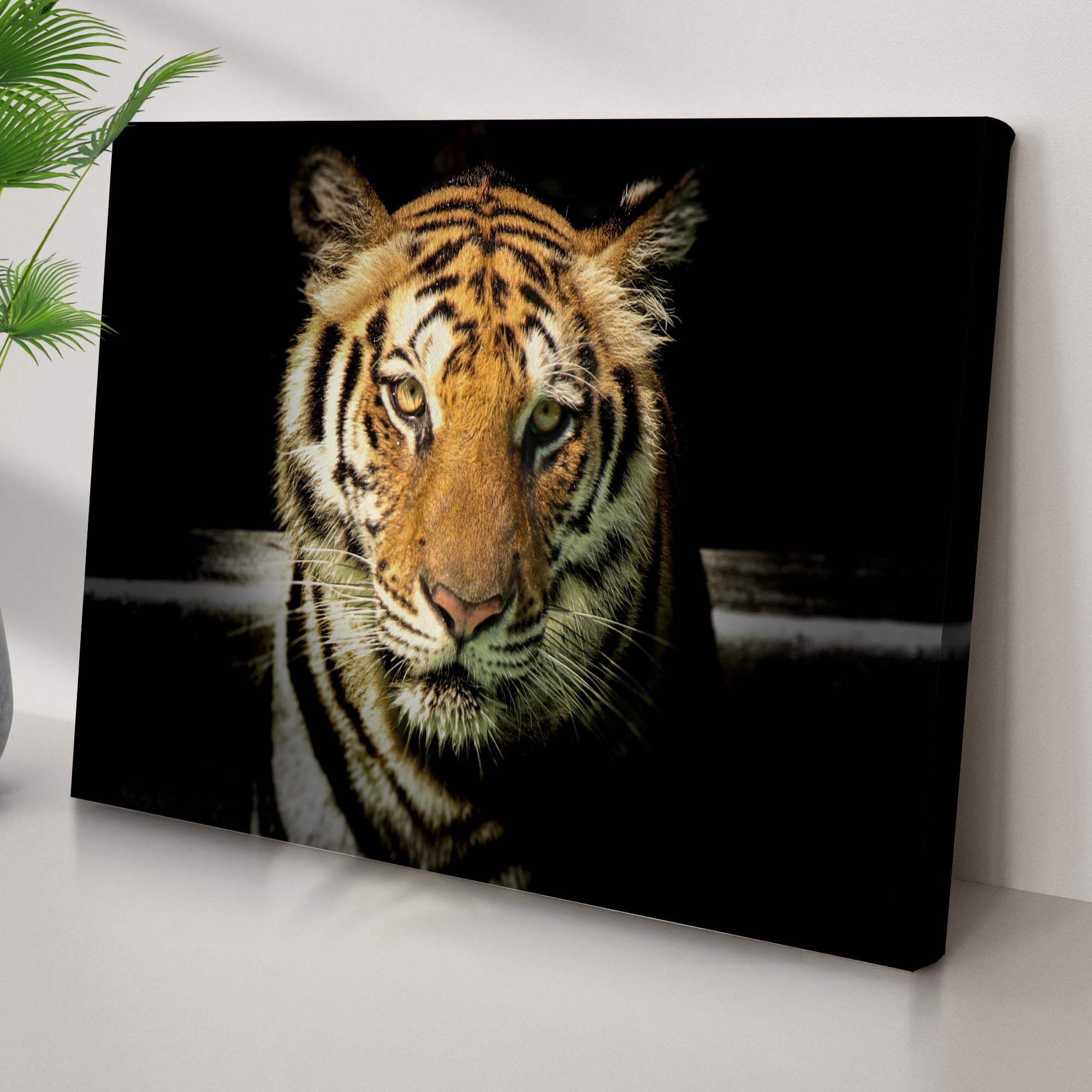 Lurking Tiger In The Dark Canvas Wall Art - Tailored Canvases - Flyclothing LLC