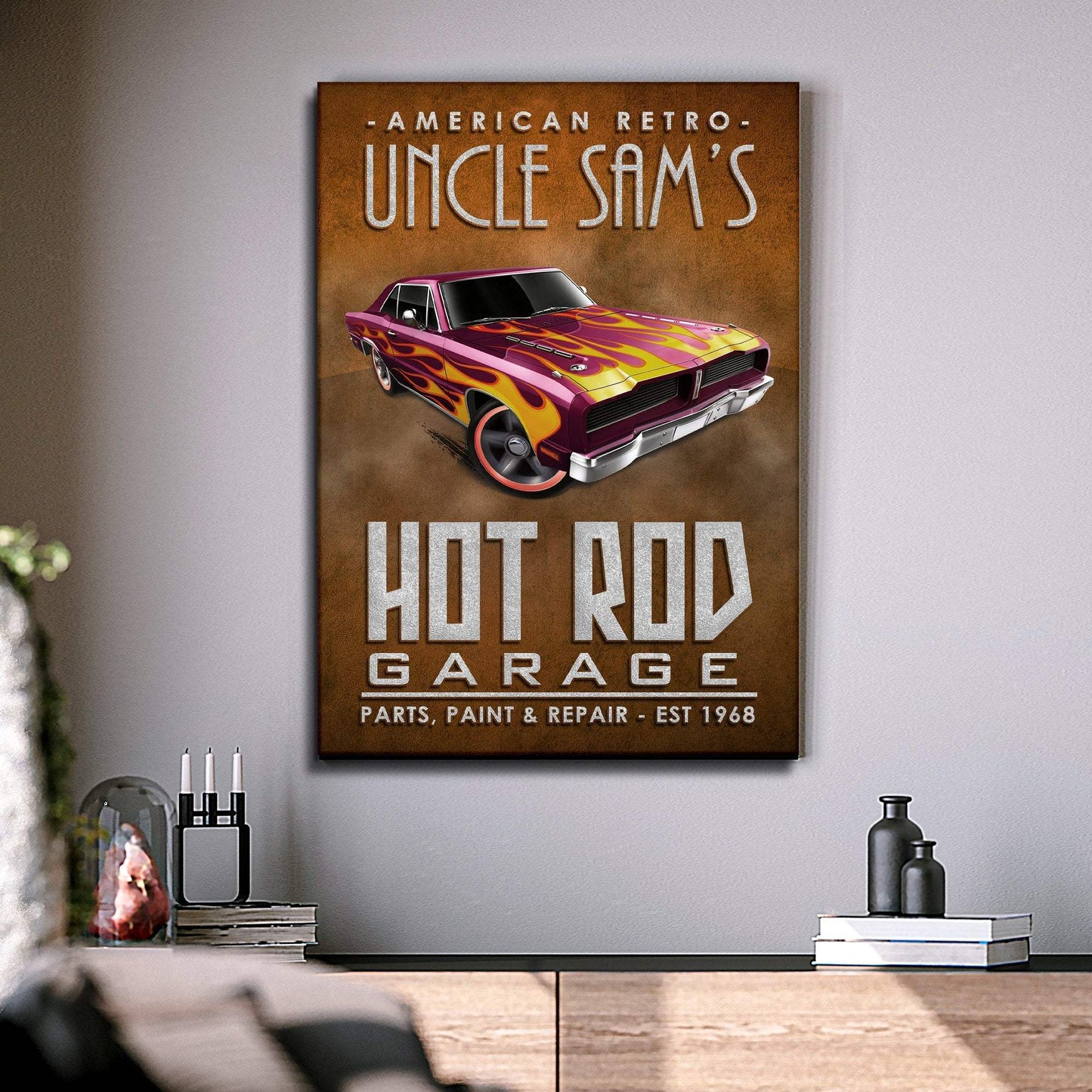 American Retro Garage Hot Rod Sign - Tailored Canvases - Flyclothing LLC