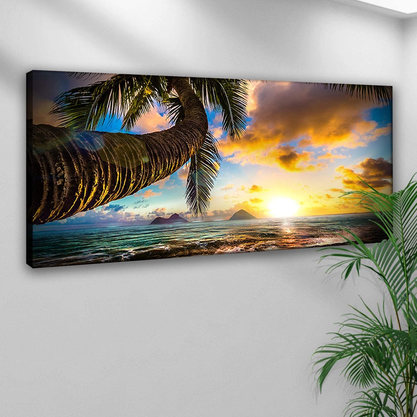 Tropical Blue Beach Hawaii Sunset Canvas Wall Art - Tailored Canvases - Flyclothing LLC