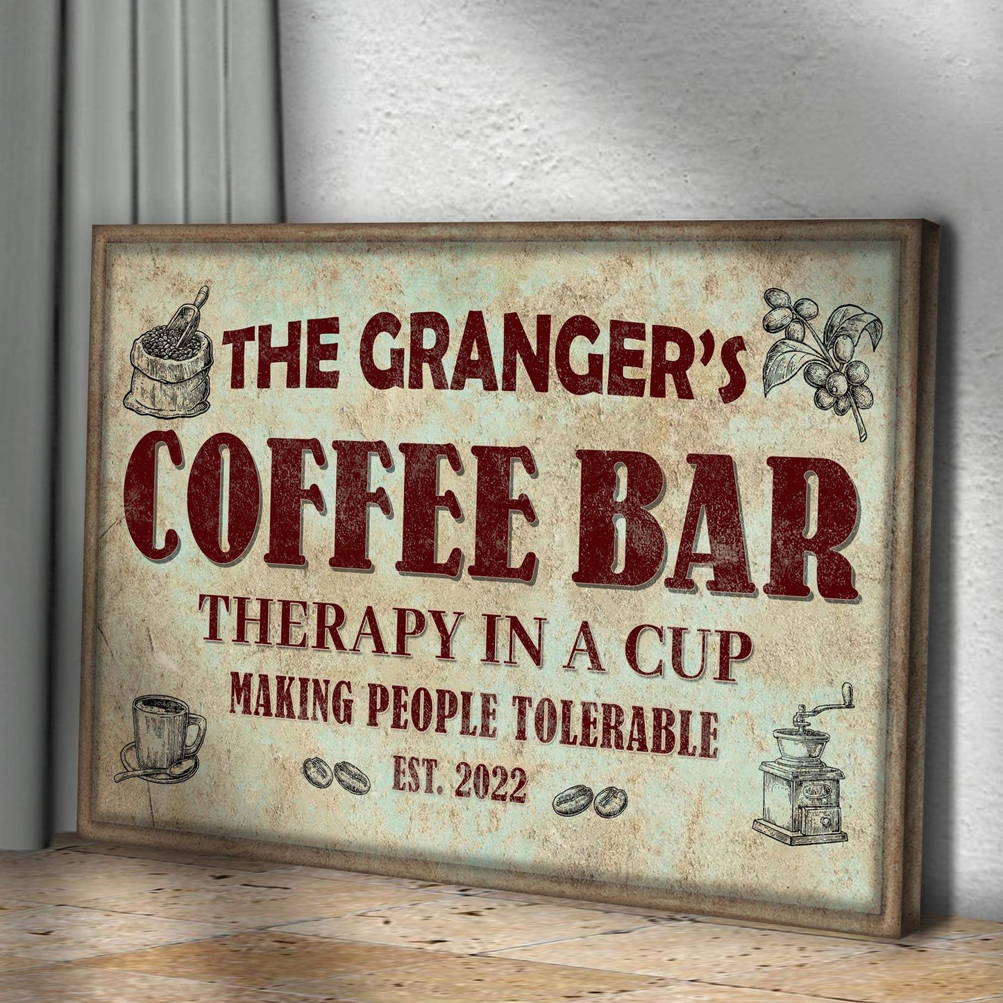 Coffee Bar Therapy In A Cup Sign - Tailored Canvases - Flyclothing LLC