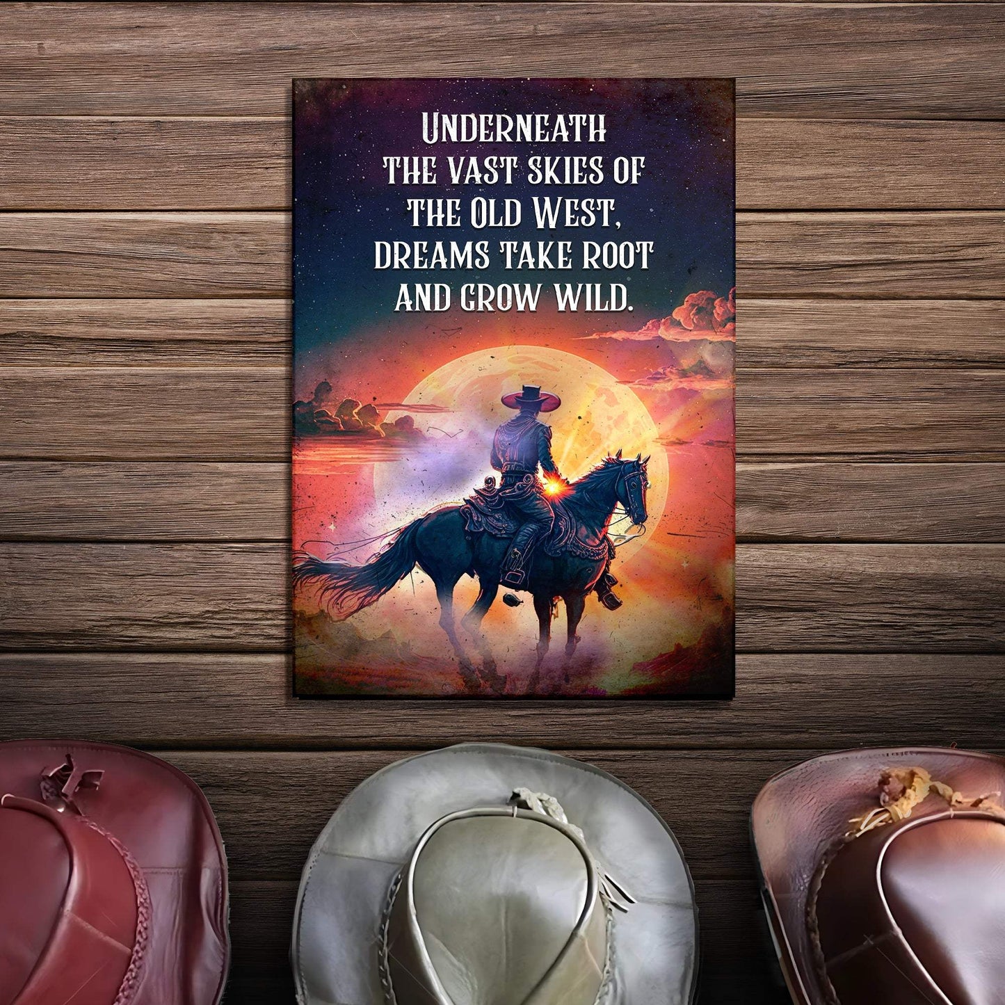 Underneath The Vast Skies Of The Old West Sign - Tailored Canvases - Flyclothing LLC