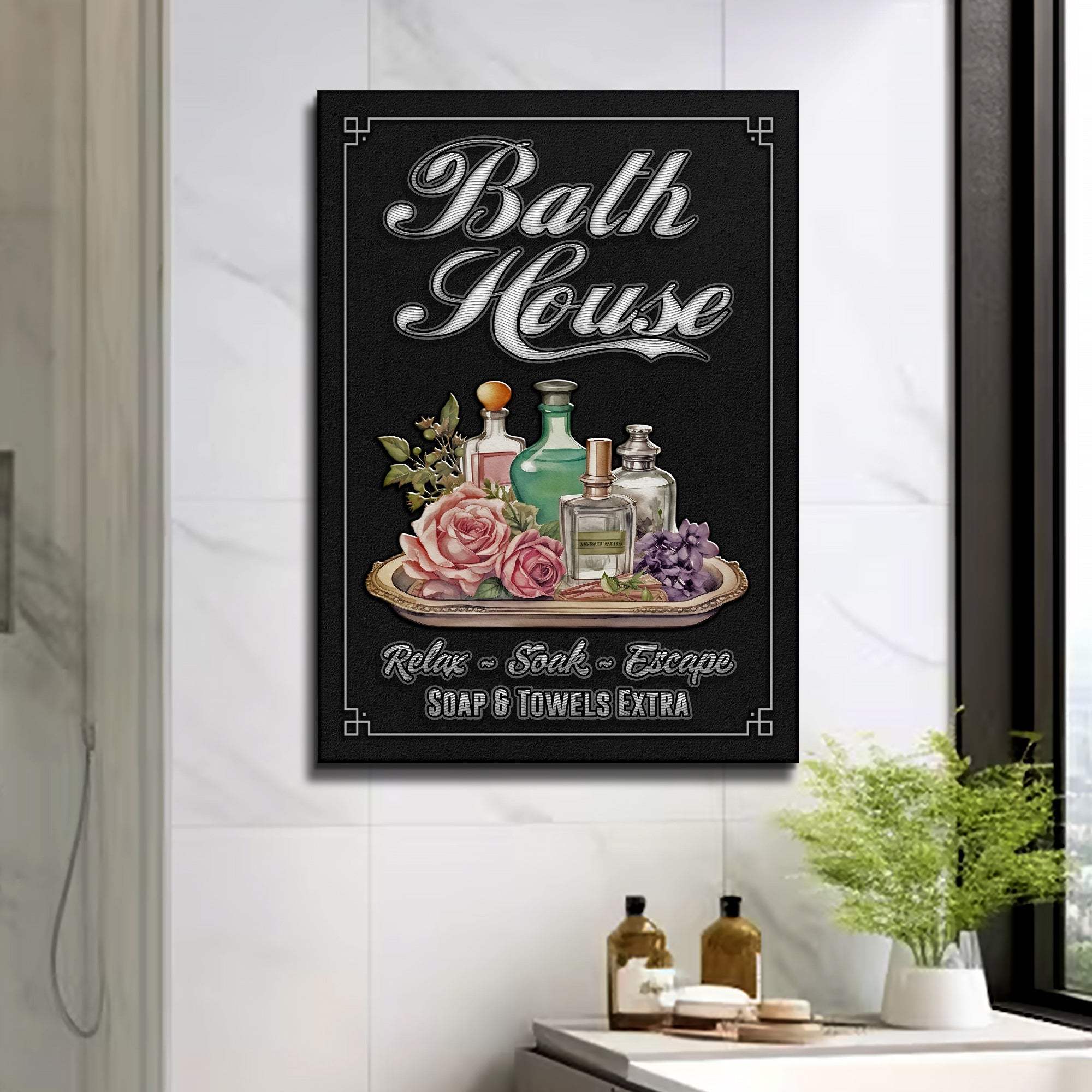 Relax Soak Escape Bath House Sign - Tailored Canvases - Flyclothing LLC