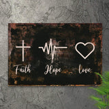 Rustic 'Faith, Hope, Love' Sign - Christian Art and Biblical Decor for home - Tailored Canvases - Flyclothing LLC