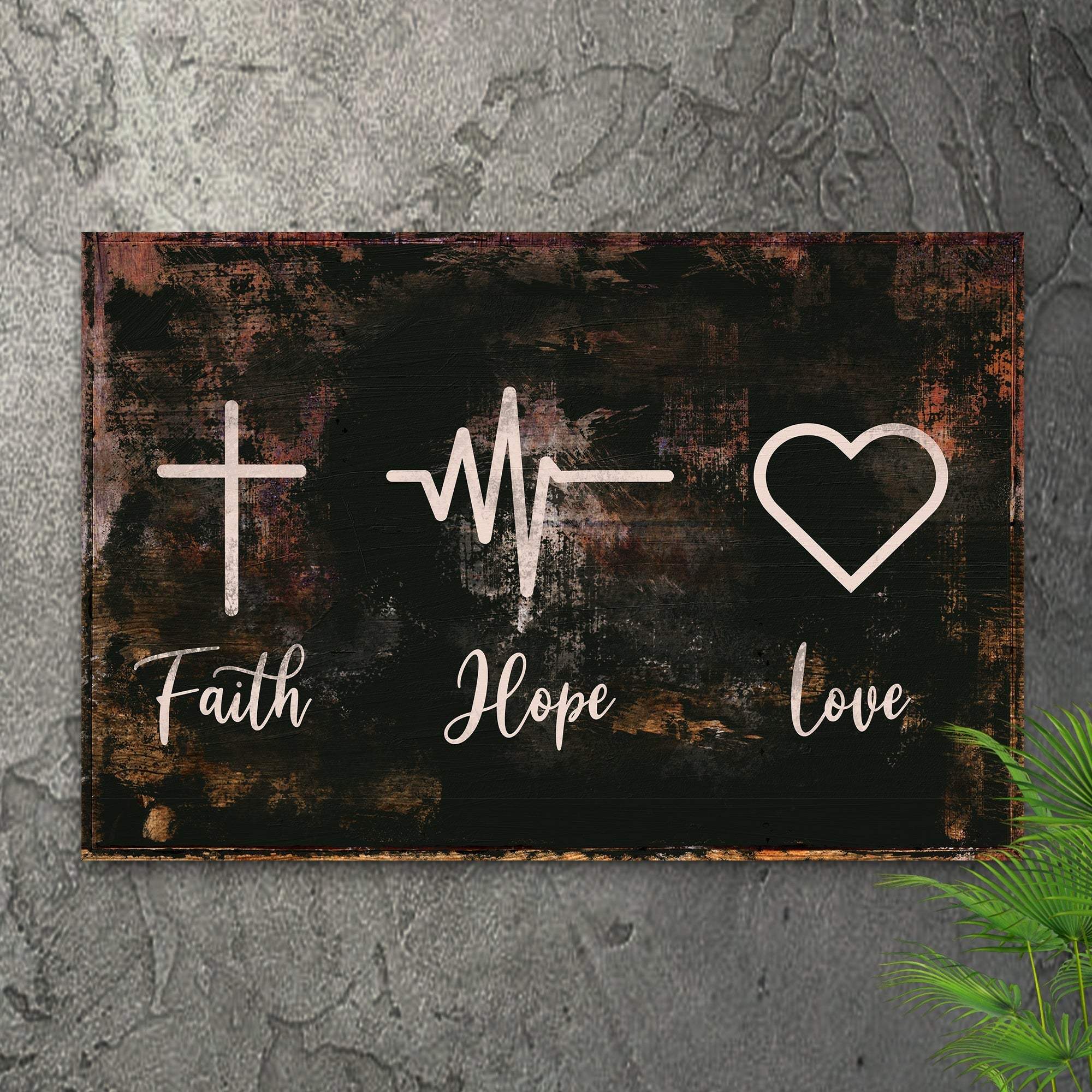 Rustic 'Faith, Hope, Love' Sign - Christian Art and Biblical Decor for home - Tailored Canvases - Flyclothing LLC