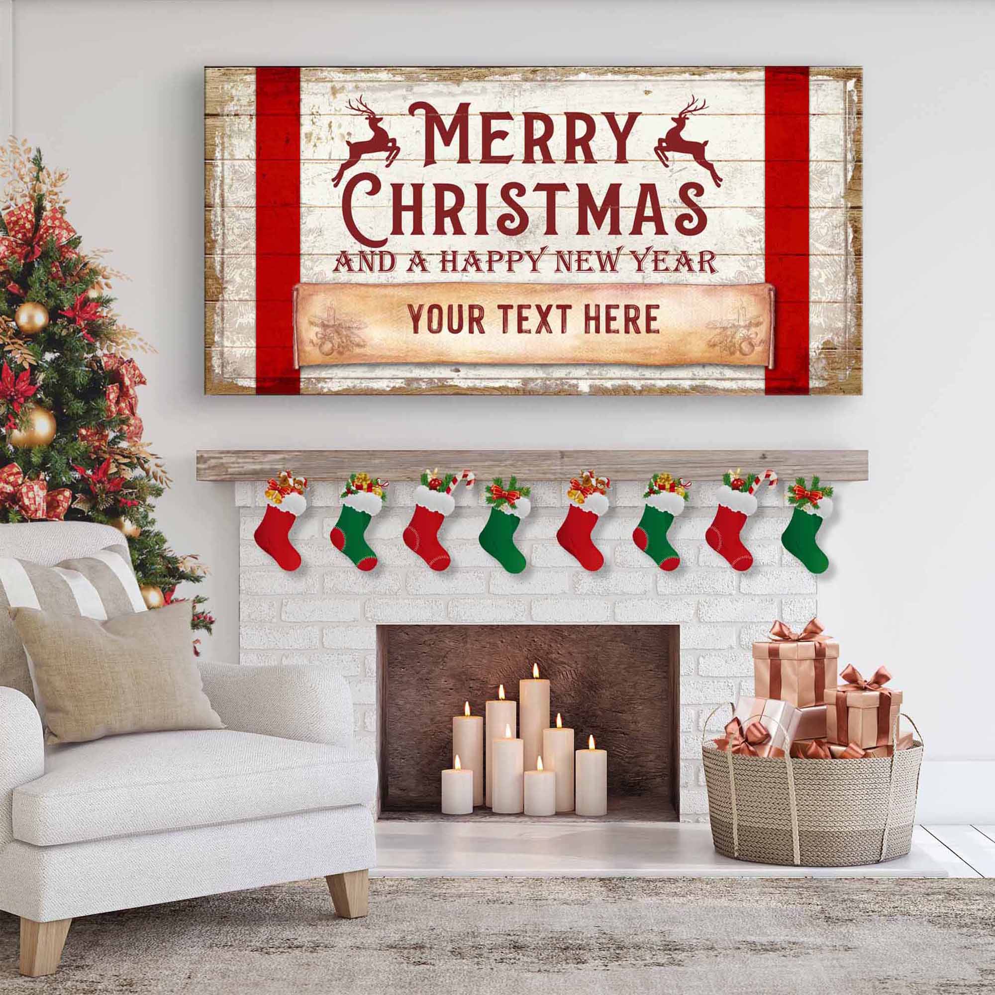 Merry Christmas And A Happy New Year Sign - Tailored Canvases - Flyclothing LLC