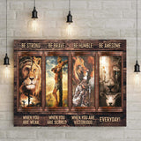 Be Strong, Be Brave, Be Humble, Be Awesome Canvas - Dynamic Christian Wall Art, Jesus Decor - Tailored Canvases - Flyclothing LLC