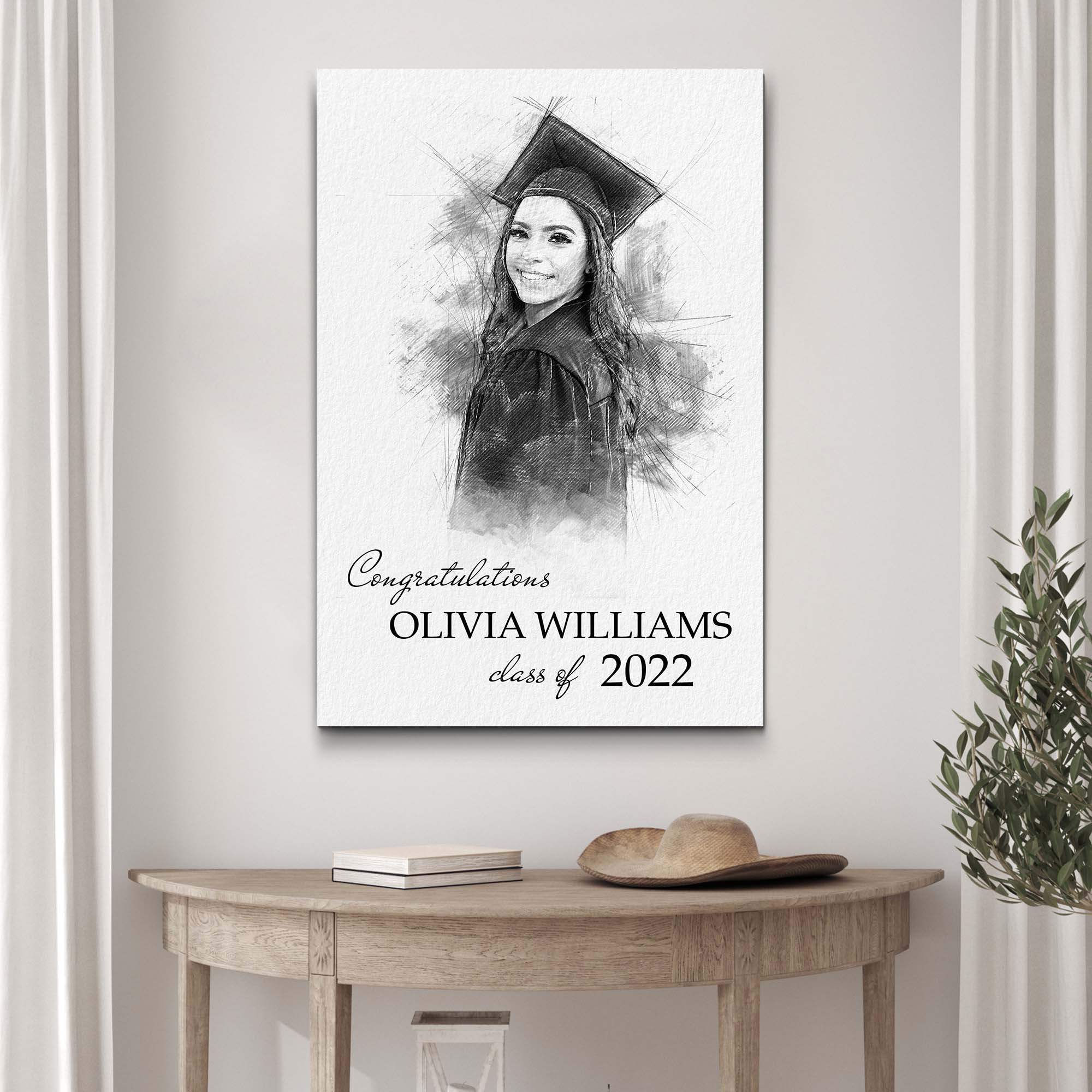 Graduation Photo Pencil Sketch Portrait Sign - Tailored Canvases - Flyclothing LLC