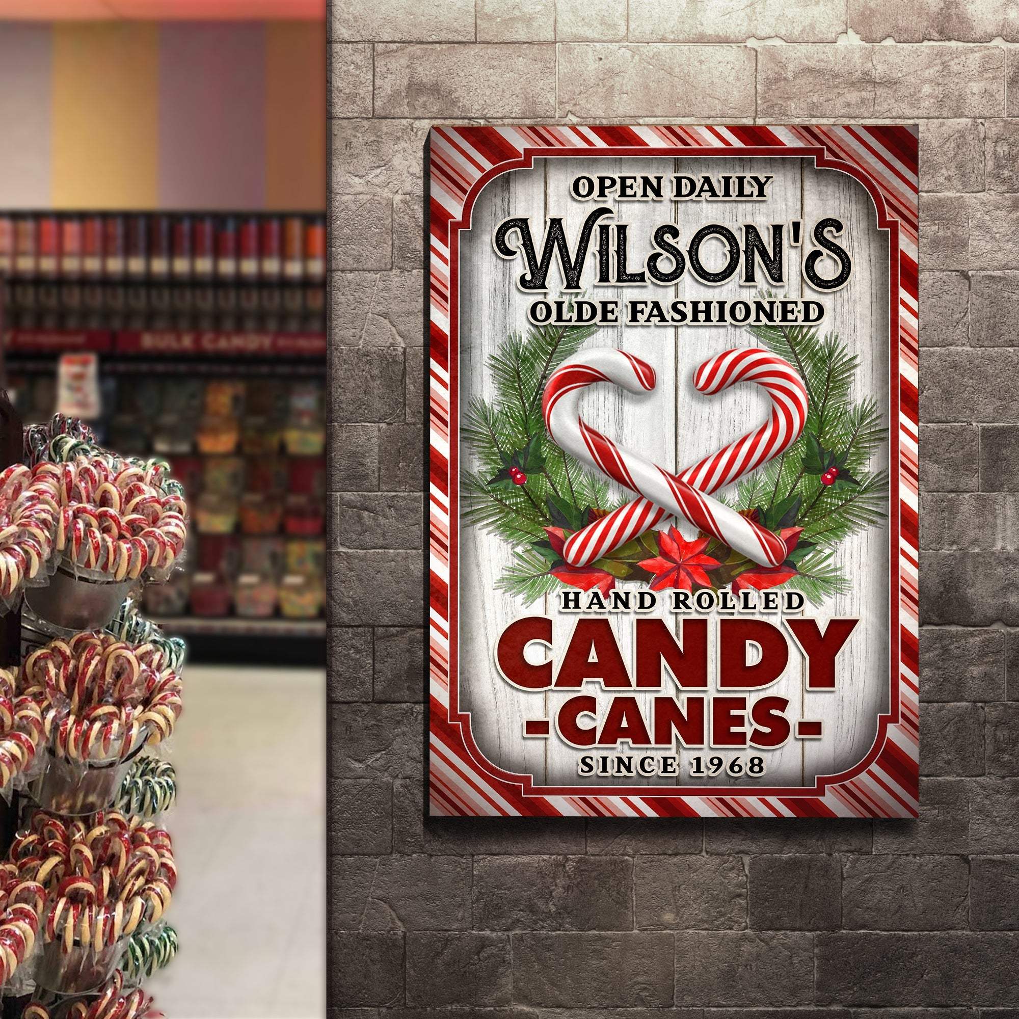 Olde Fashioned Hand Rolled Candy Canes Sign - Tailored Canvases - Flyclothing LLC