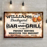 Backyard Bar & Grill Sign IX - Tailored Canvases - Flyclothing LLC