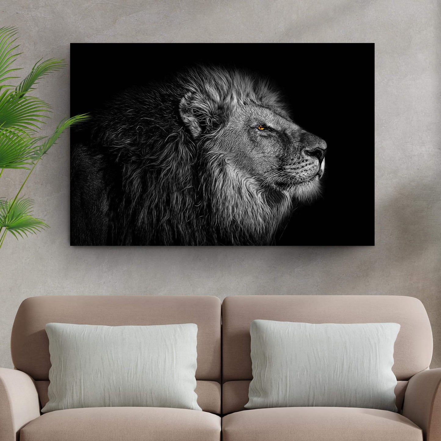 Black And White Lion Head Canvas Wall Art - Tailored Canvases - Flyclothing LLC