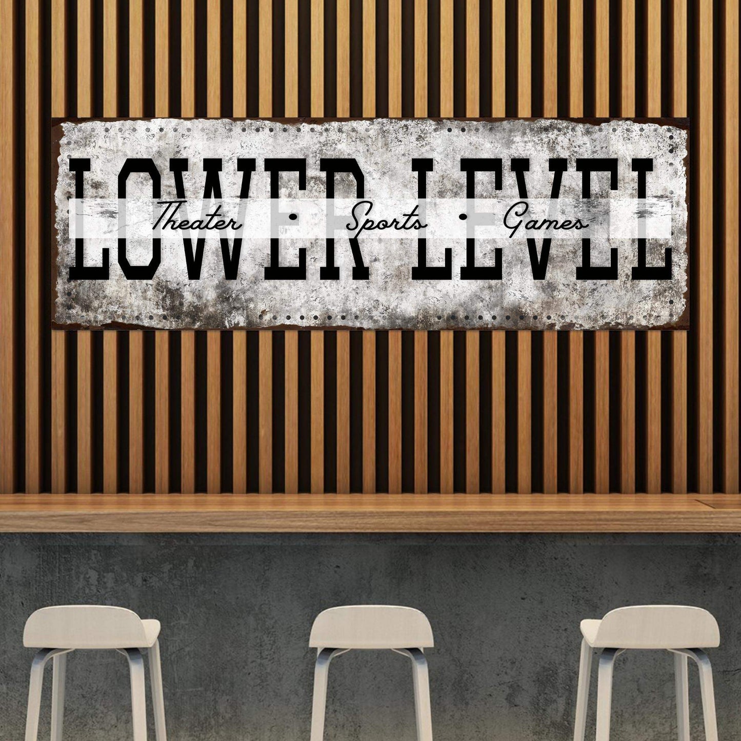 Lower Level Theater Sports Games Basement Bar Sign - Tailored Canvases - Flyclothing LLC