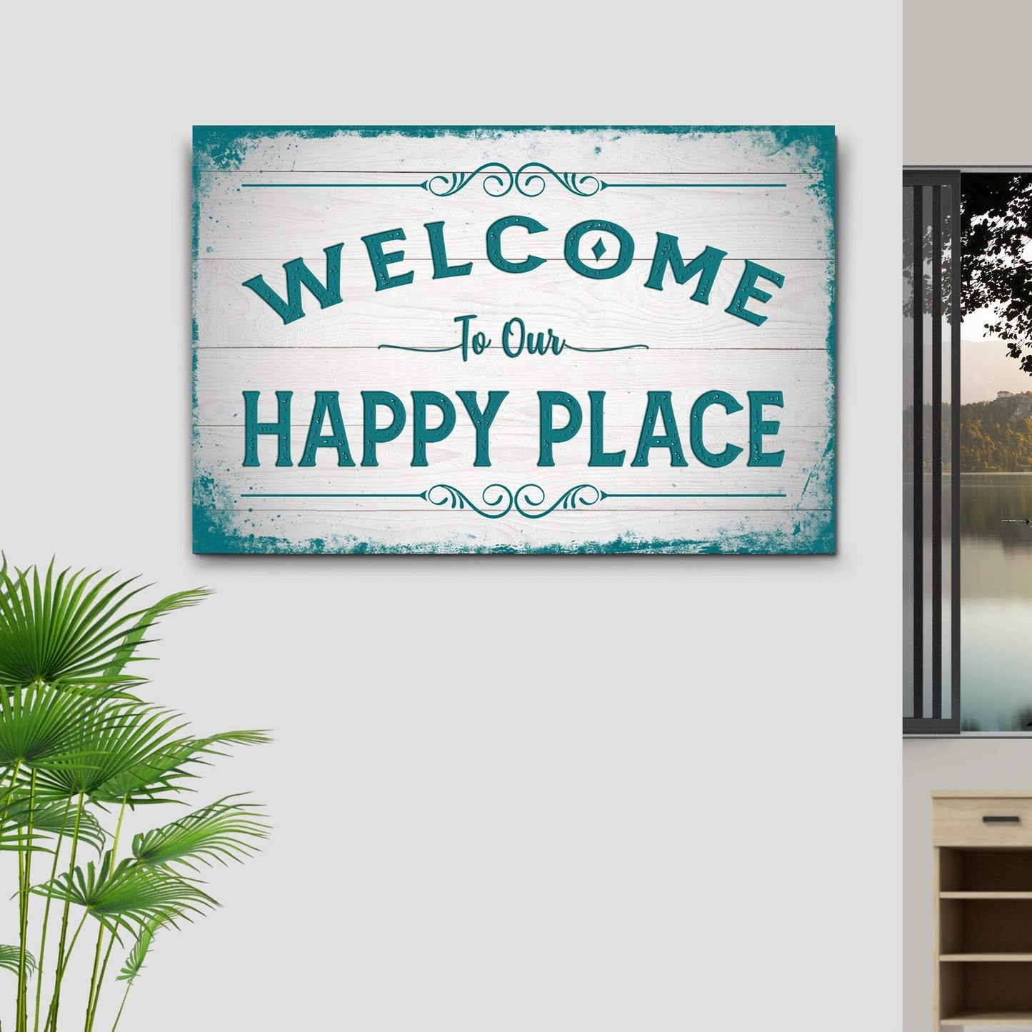Welcome To Our Happy Place Sign II - Tailored Canvases - Flyclothing LLC