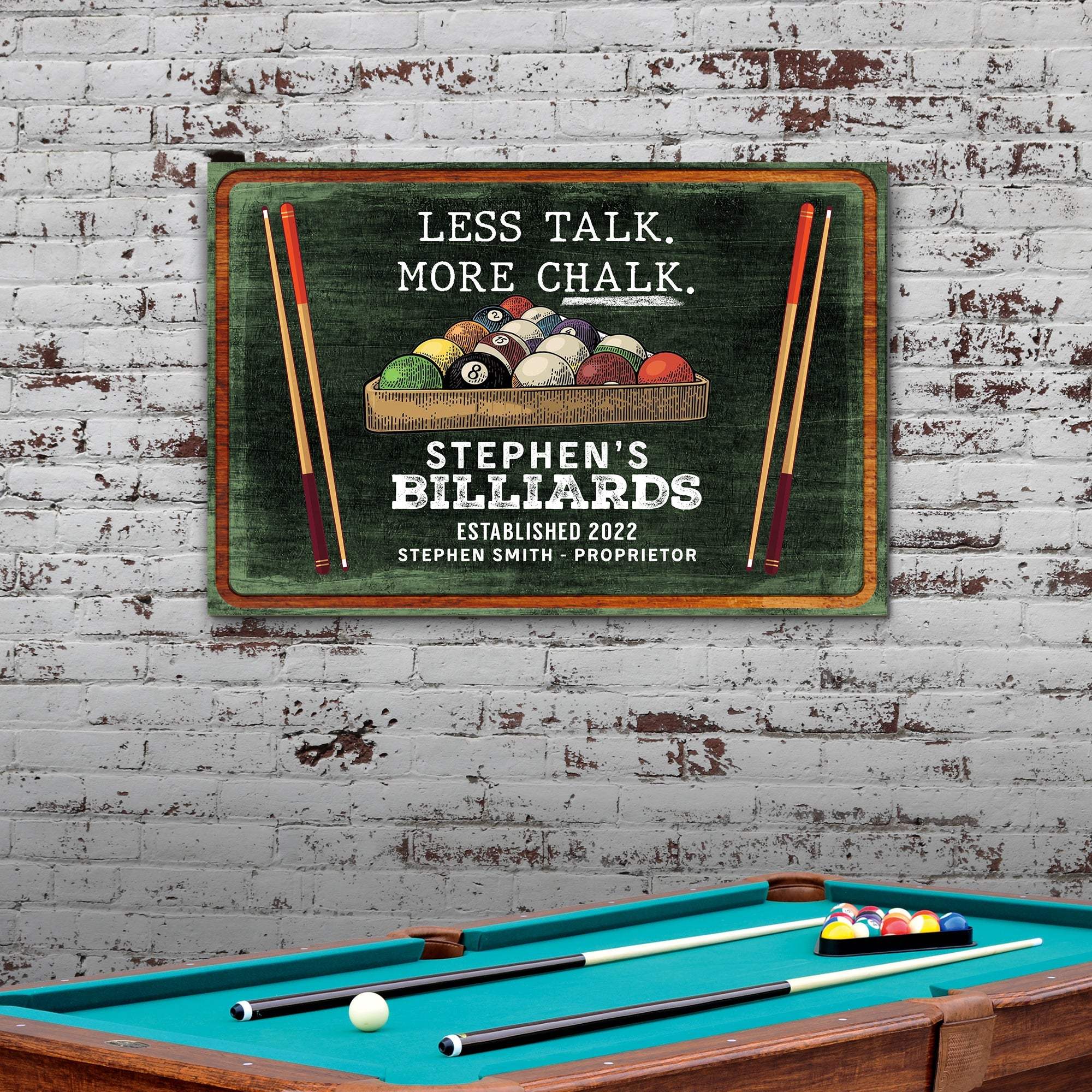 Less Talk More Chalk Billiards Sign II - Tailored Canvases - Flyclothing LLC