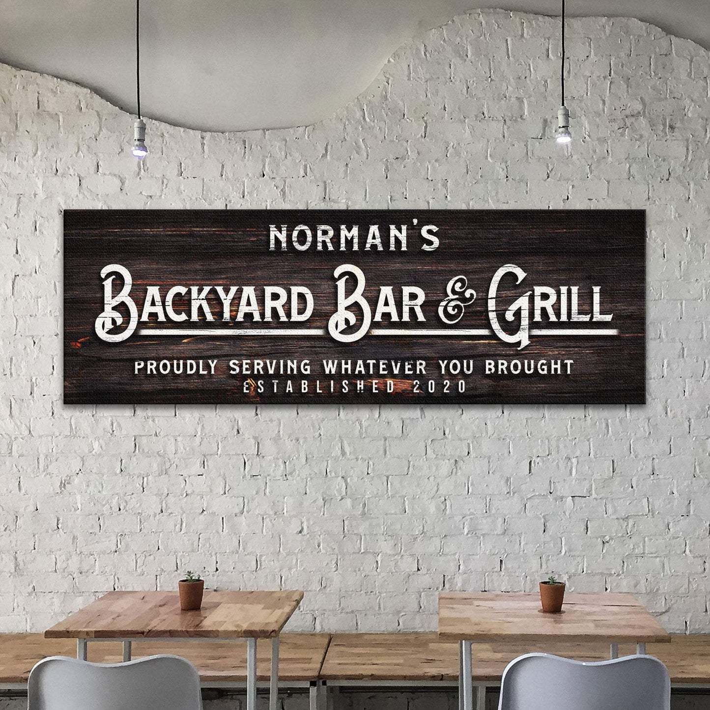 Custom Backyard Bar and Grill Sign: Custom Bar Signs for Home Bar – Perfect for Outdoor Man Cave Decor - Tailored Canvases - Flyclothing LLC
