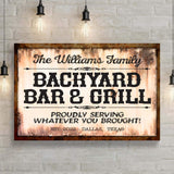 Backyard Bar & Grill Sign X - Tailored Canvases - Flyclothing LLC
