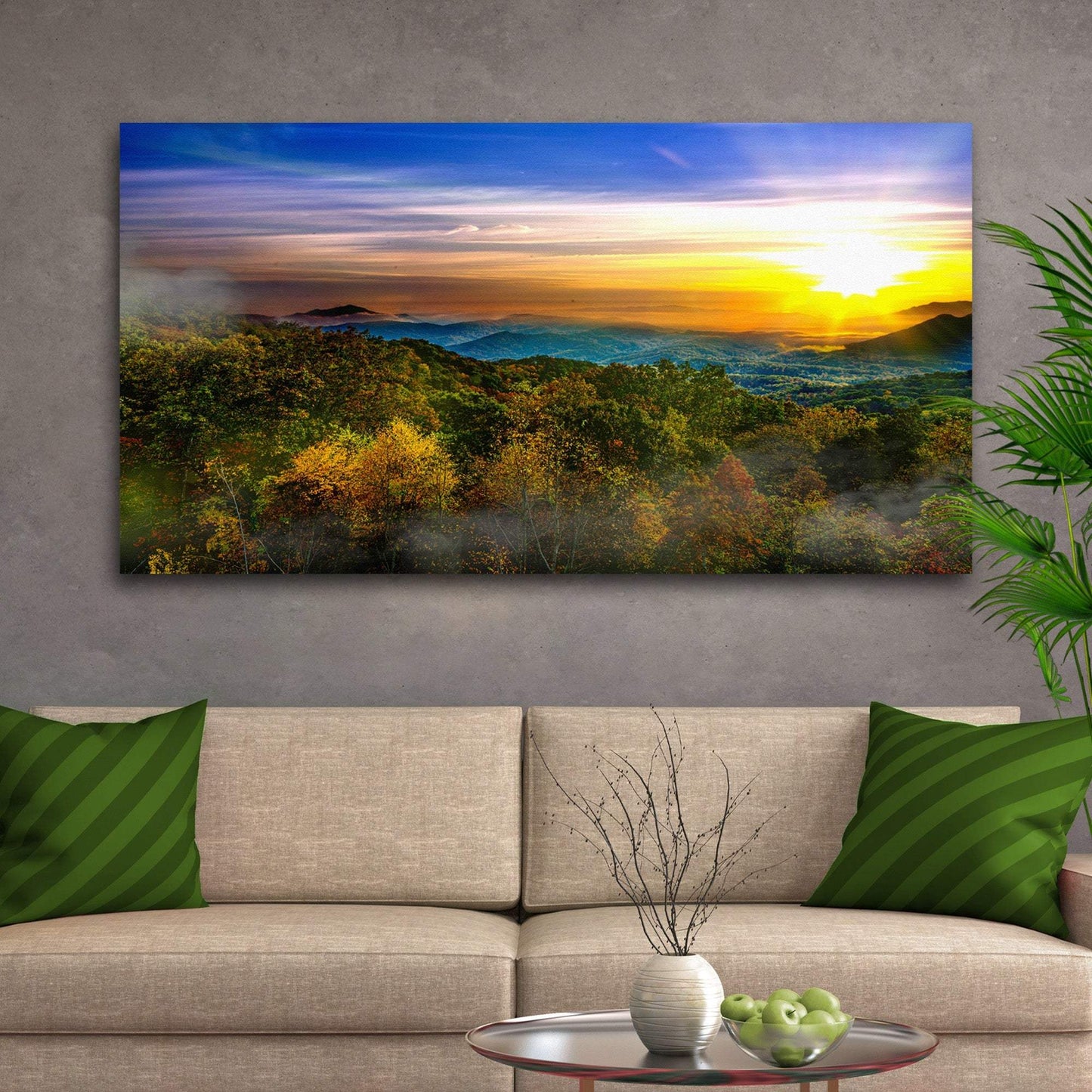 Foggy Mountain At Sunrise Canvas Wall Art - Tailored Canvases - Flyclothing LLC