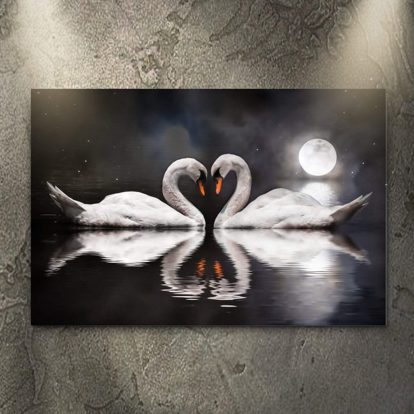 Moonlit Romantic Swan Canvas Wall Art - Tailored Canvases - Flyclothing LLC