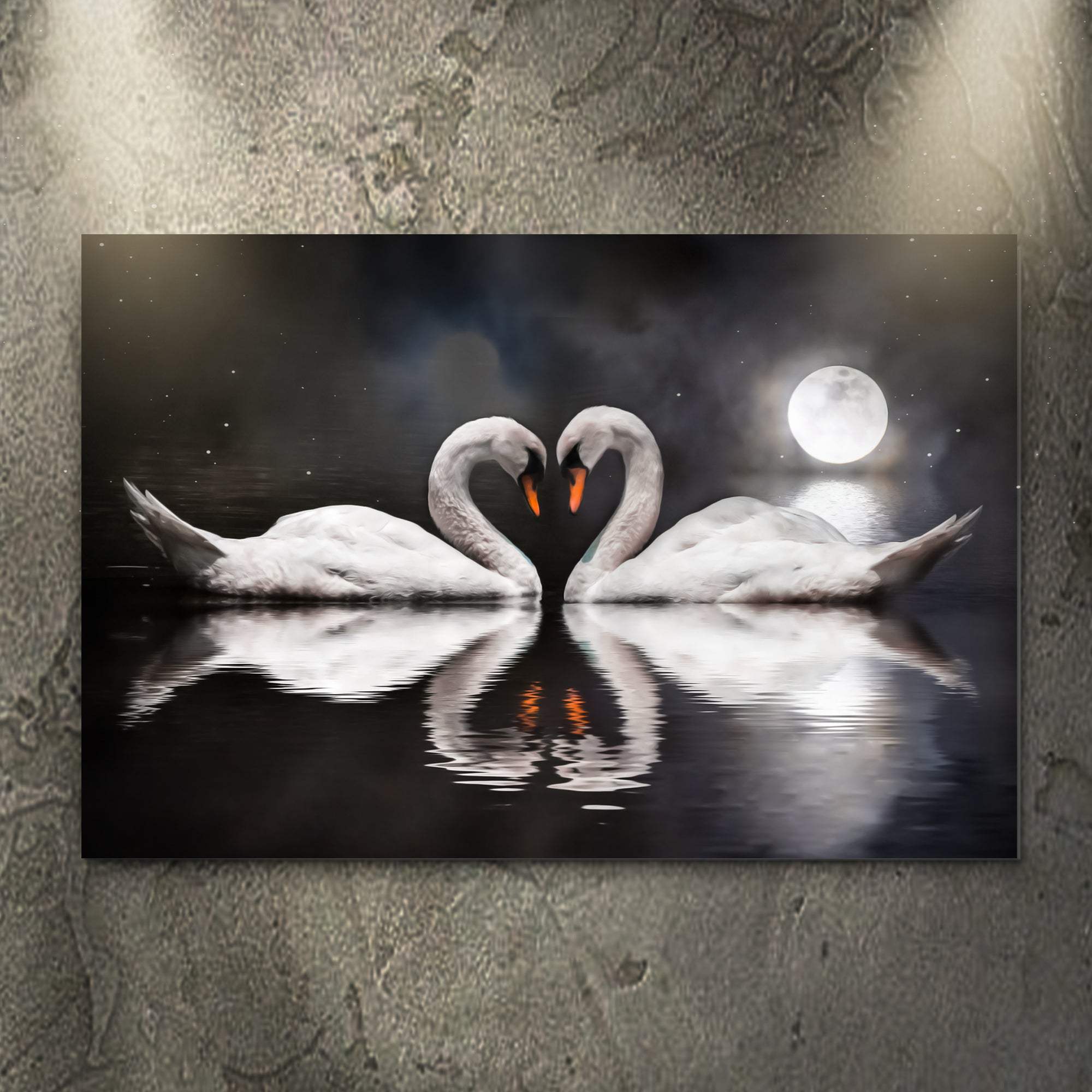 Moonlit Romantic Swan Canvas Wall Art - Tailored Canvases - Flyclothing LLC