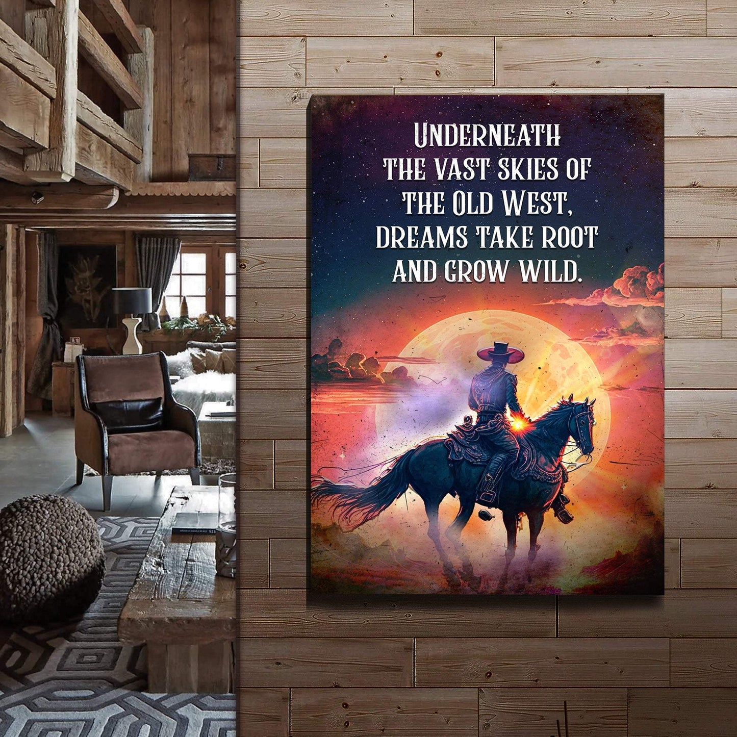 Underneath The Vast Skies Of The Old West Sign - Tailored Canvases - Flyclothing LLC