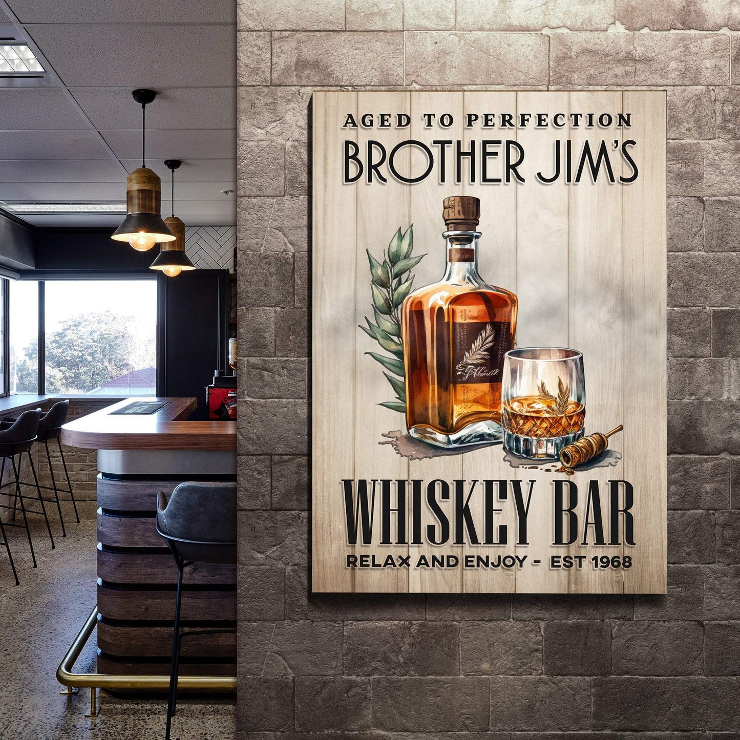 Aged To Perfection Whiskey Bar Sign - Tailored Canvases - Flyclothing LLC