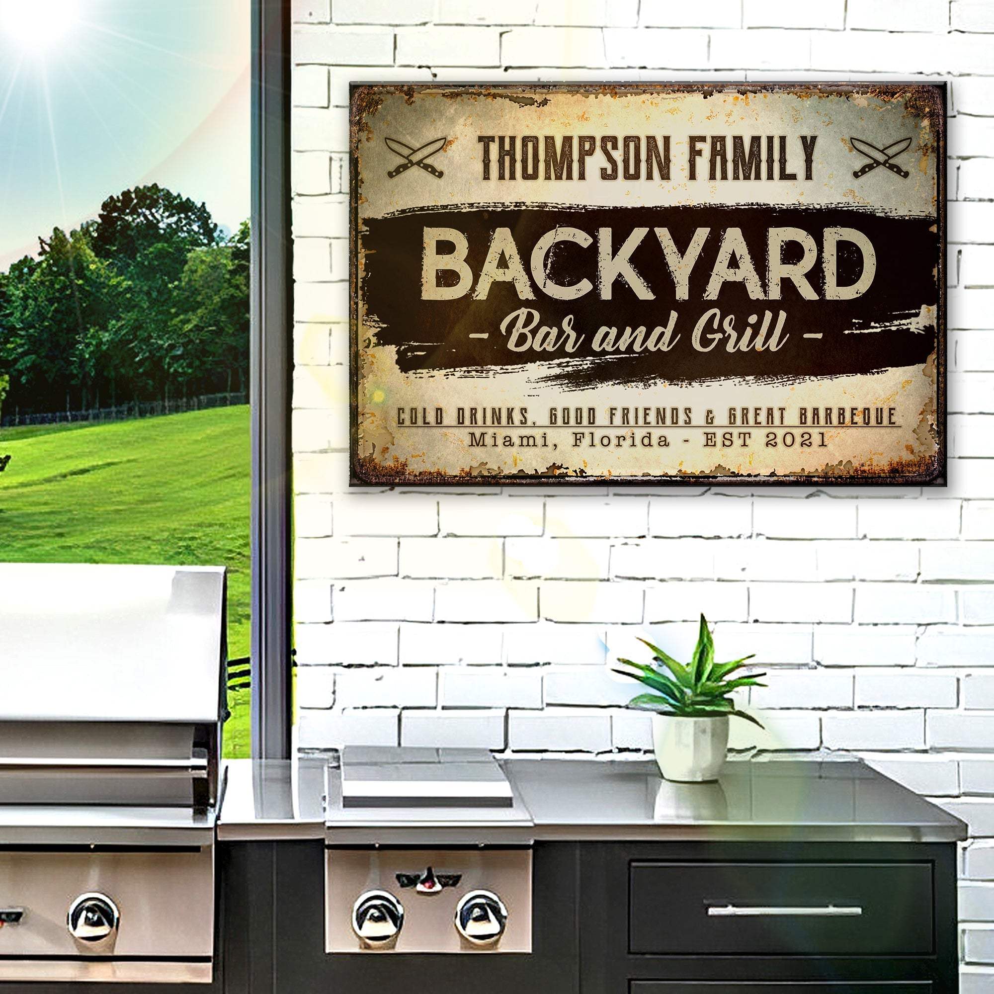 Backyard Bar And Grill Sign VIII - Tailored Canvases - Flyclothing LLC