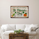 Raise A Pint And Celebrate St. Patrick's Day In Style Sign - Tailored Canvases - Flyclothing LLC