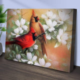 Cardinals on Dogwood Painting Canvas Wall Art - Tailored Canvases - Flyclothing LLC