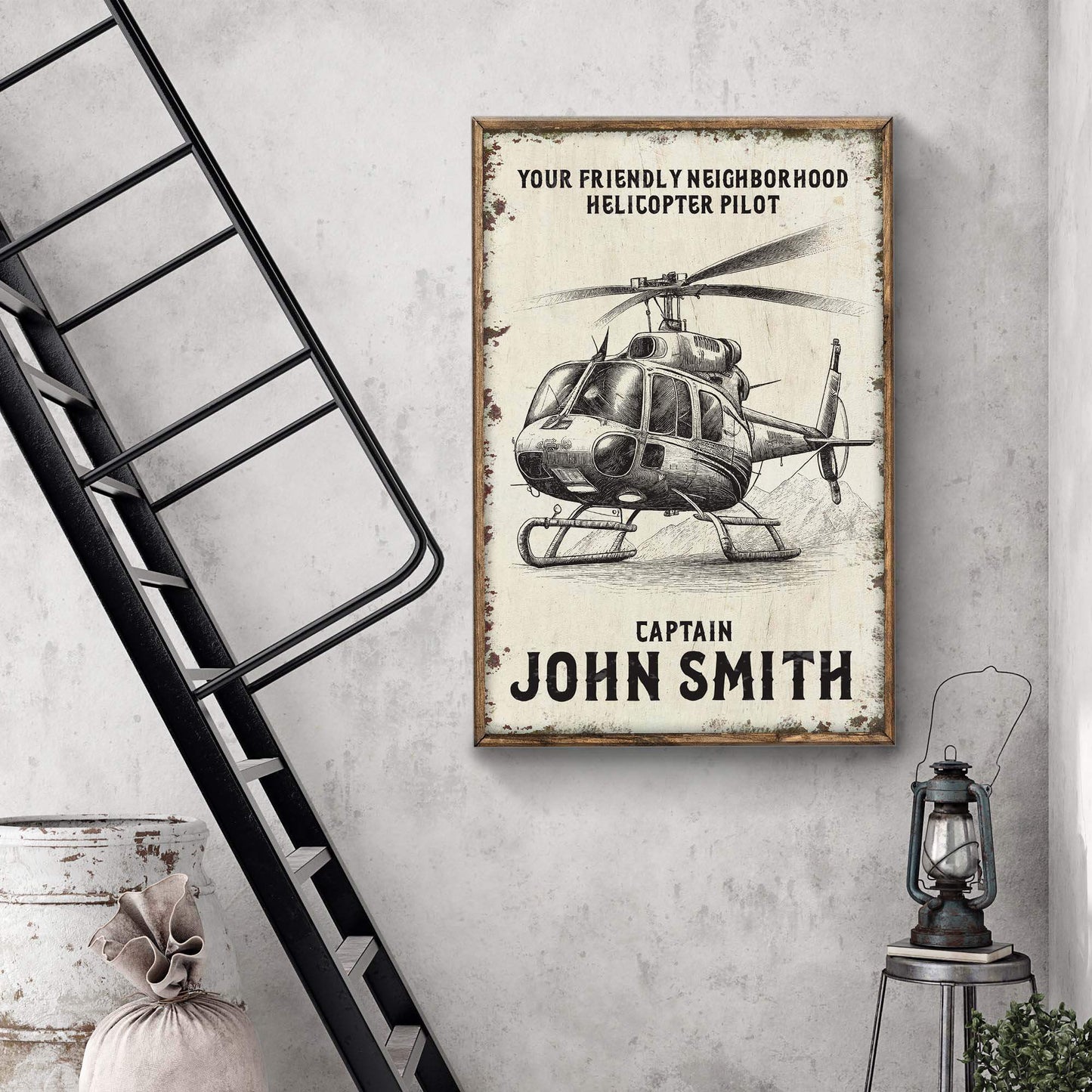 Helicopter Pilot Name Sign - Tailored Canvases - Flyclothing LLC