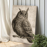 Owl Pencil Sketch Portrait Canvas Wall Art - Tailored Canvases - Flyclothing LLC