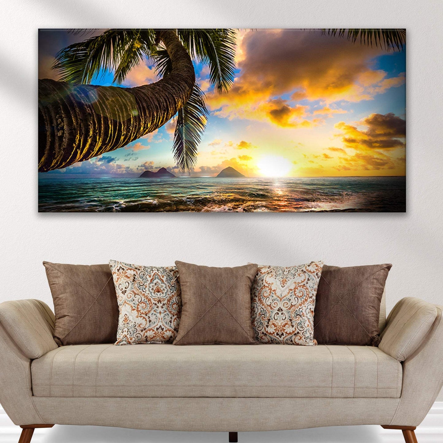 Tropical Blue Beach Hawaii Sunset Canvas Wall Art - Tailored Canvases - Flyclothing LLC